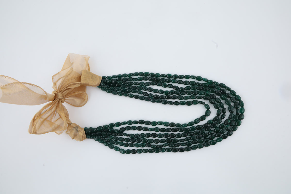 Emerald Green Multi-Layer Beaded Statement Necklace