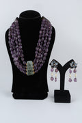Amethyst Purple Beaded Necklace and Earring Set