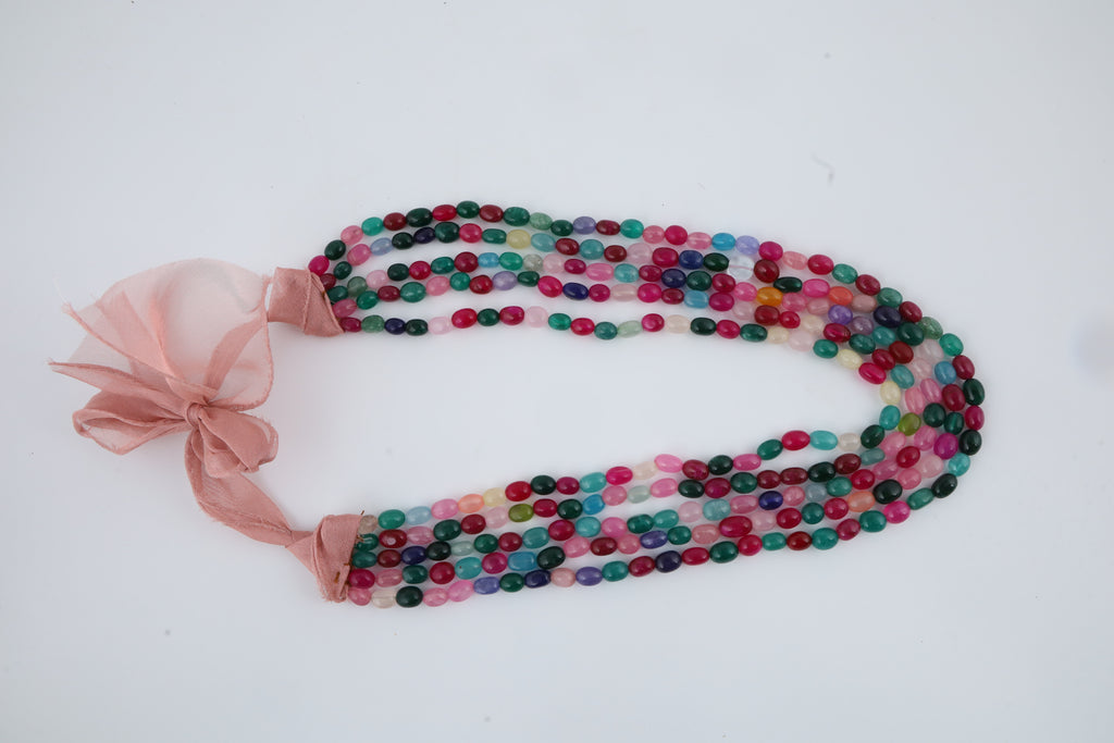 Multicolour Multi-Strand Beaded Statement Necklace