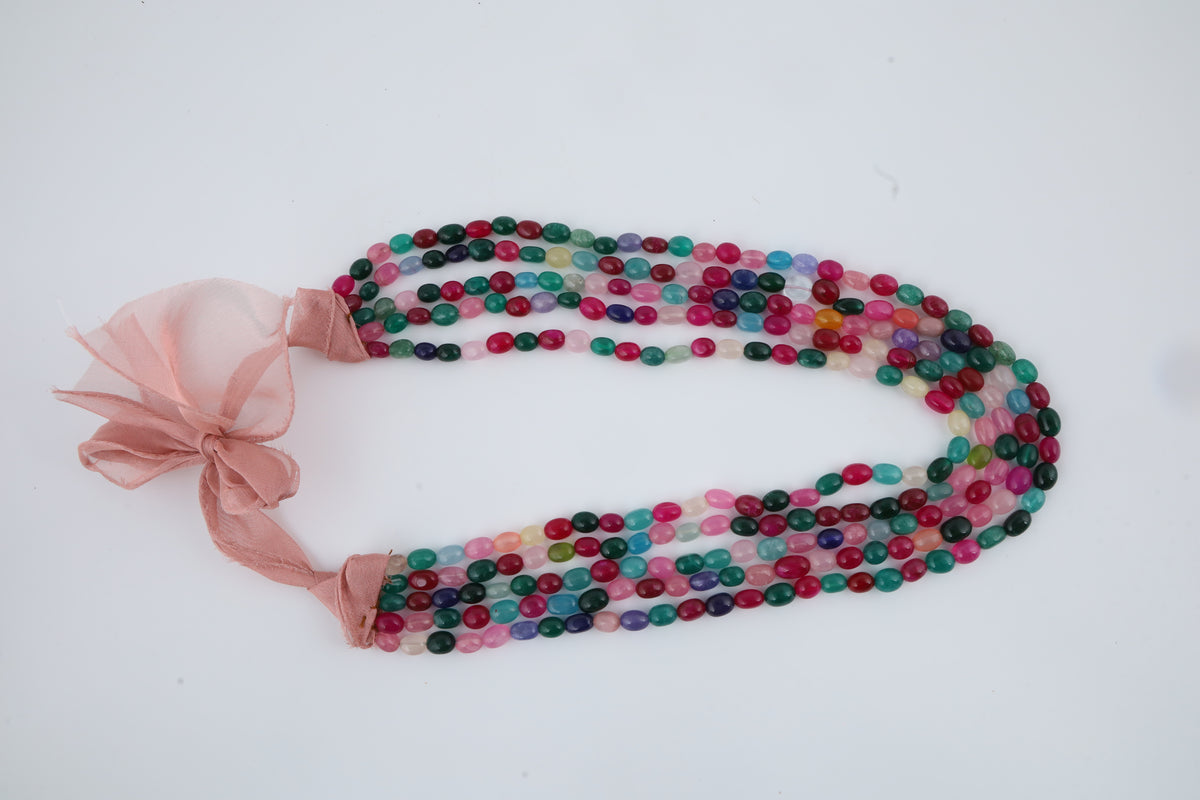 Multicolour Multi-Strand Beaded Statement Necklace