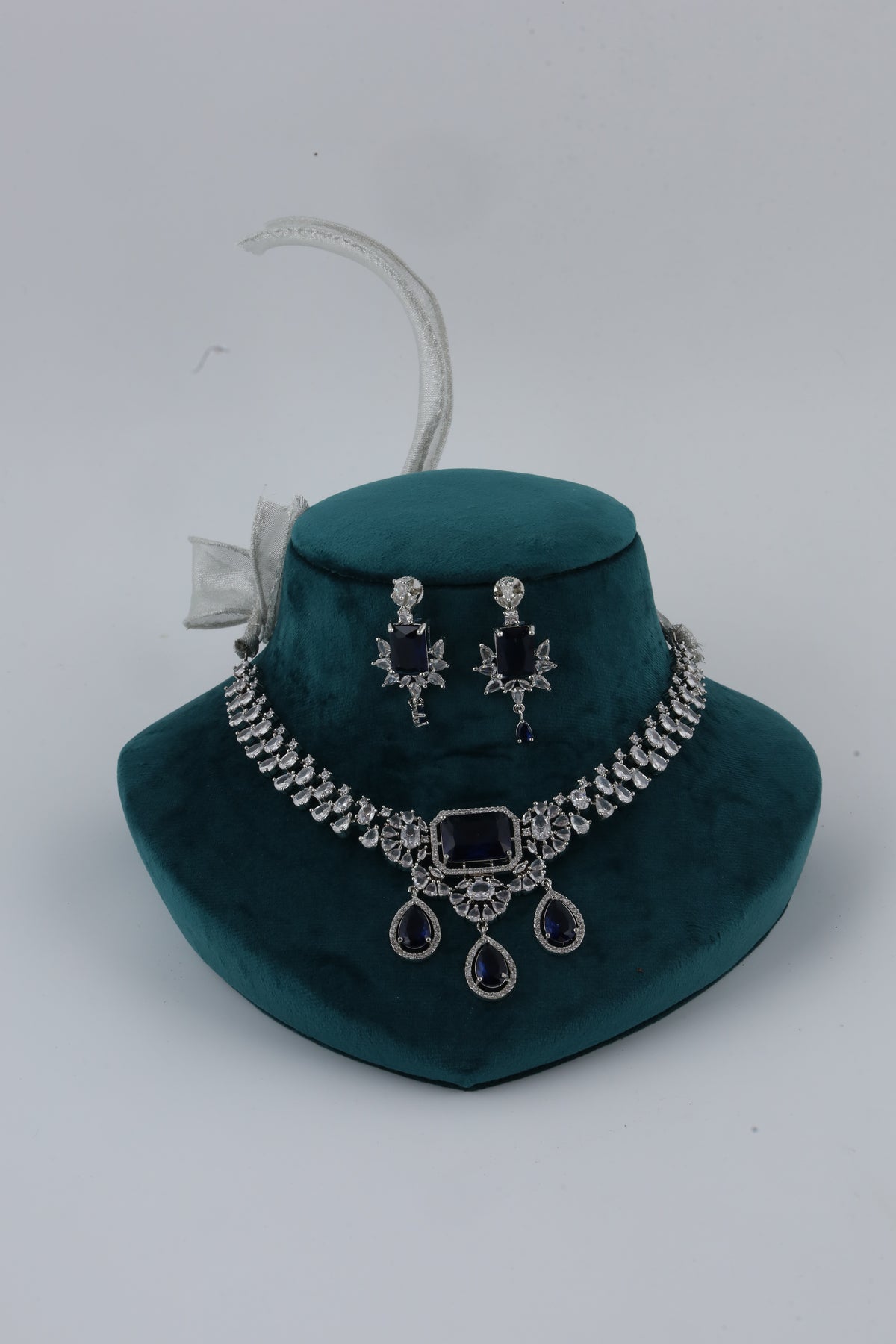 Royal Blue Stone Necklace and Earring Set