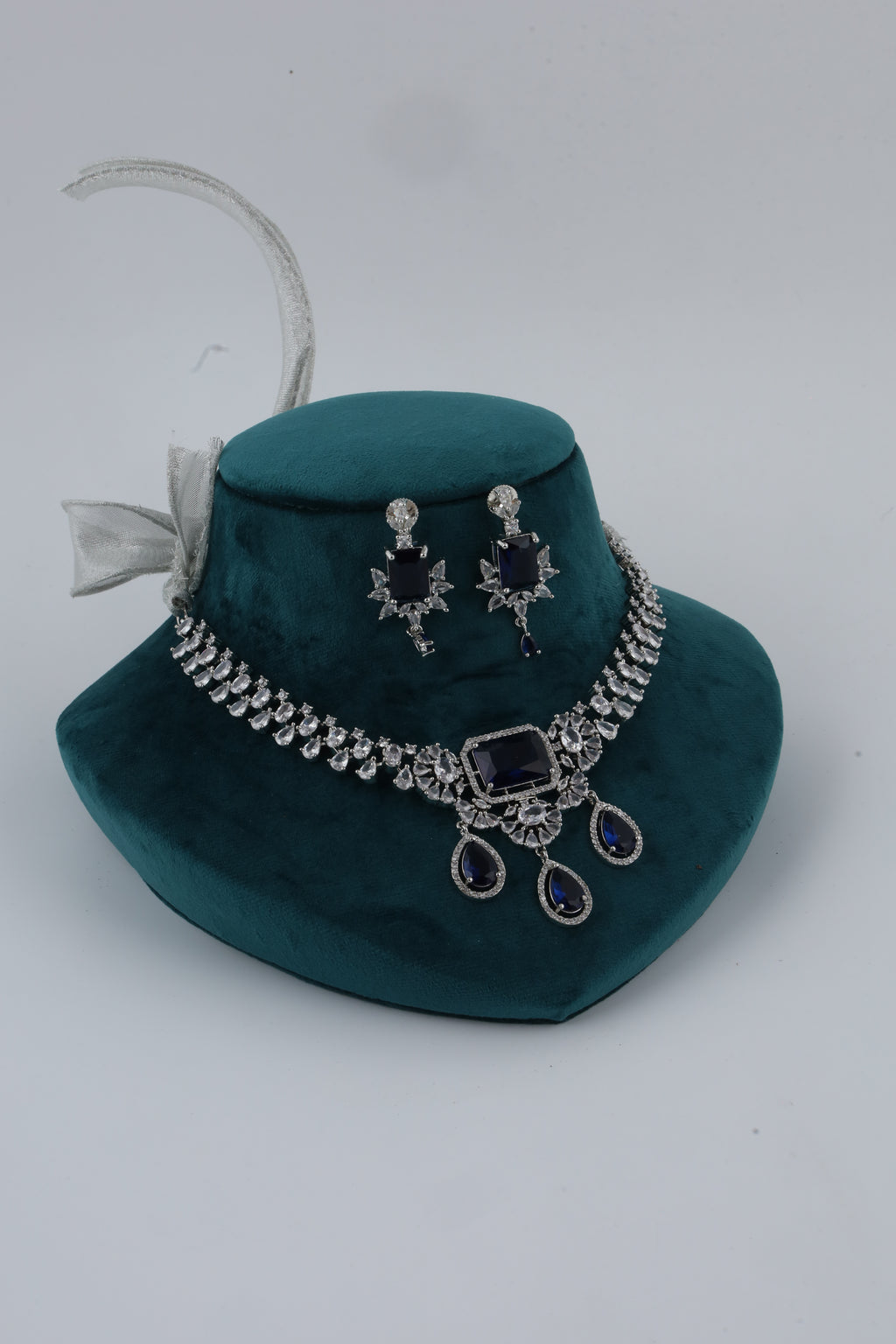 Royal Blue Stone Necklace and Earring Set