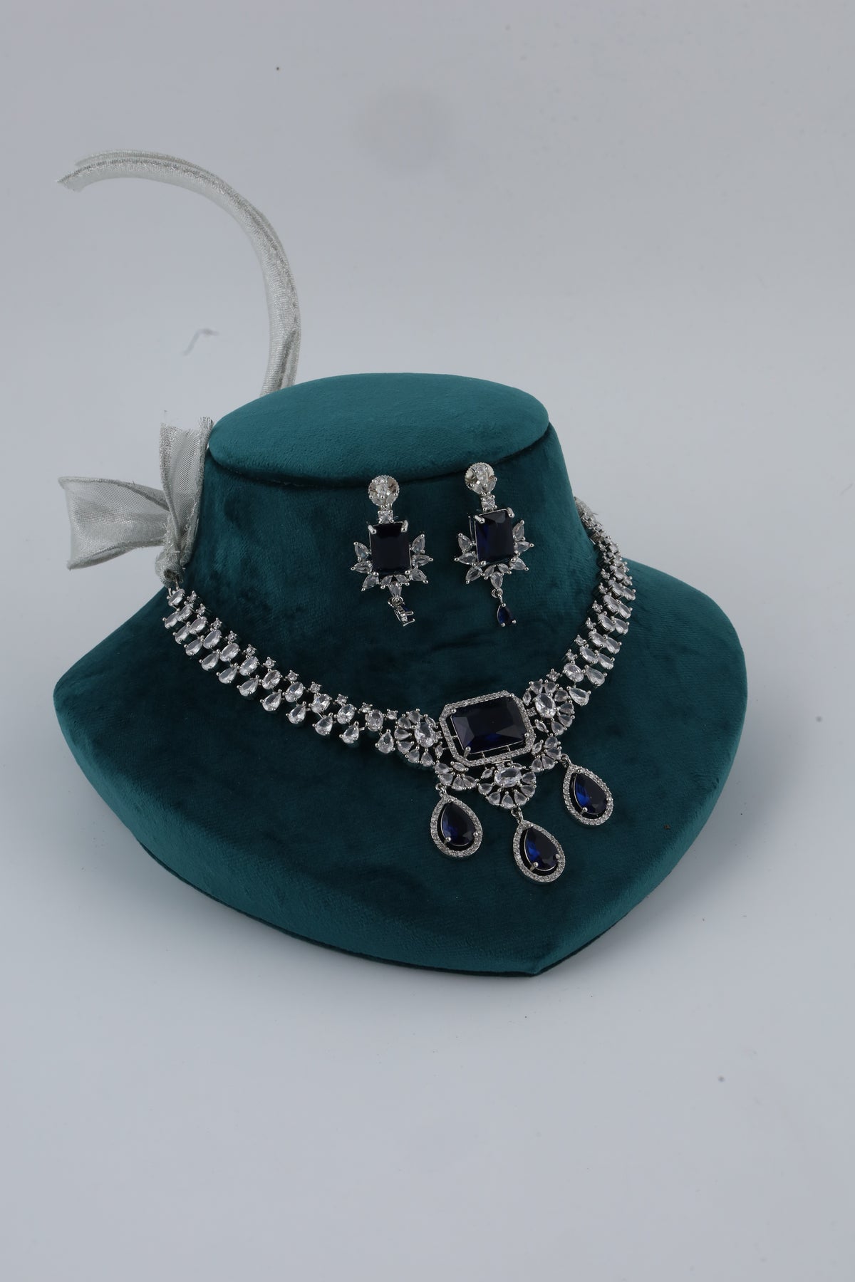 Royal Blue Stone Necklace and Earring Set