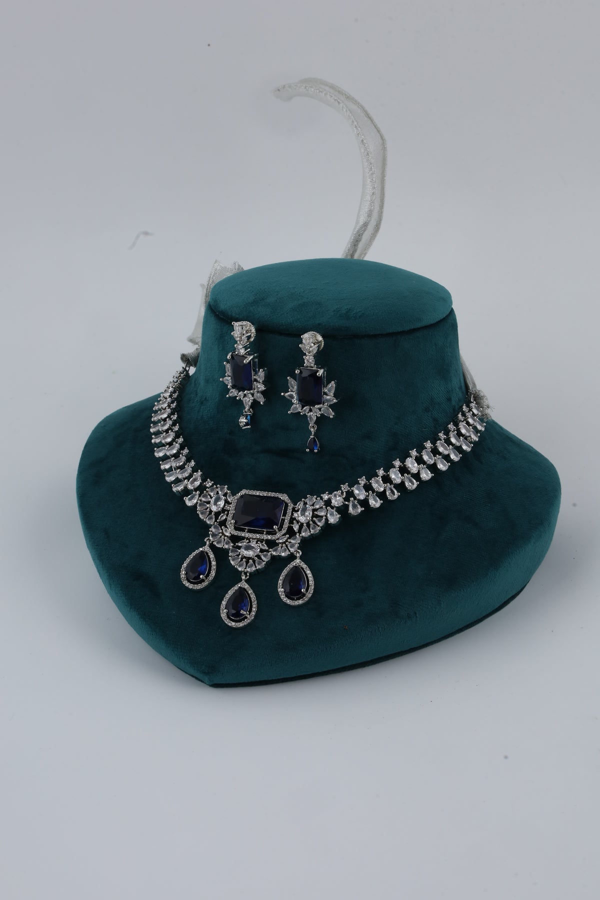 Royal Blue Stone Necklace and Earring Set