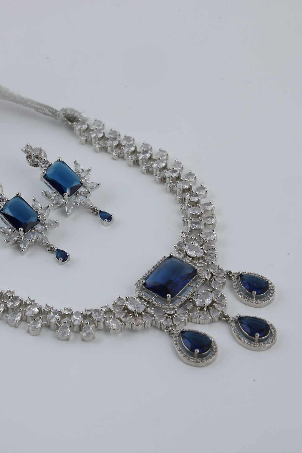 Royal Blue Stone Necklace and Earring Set