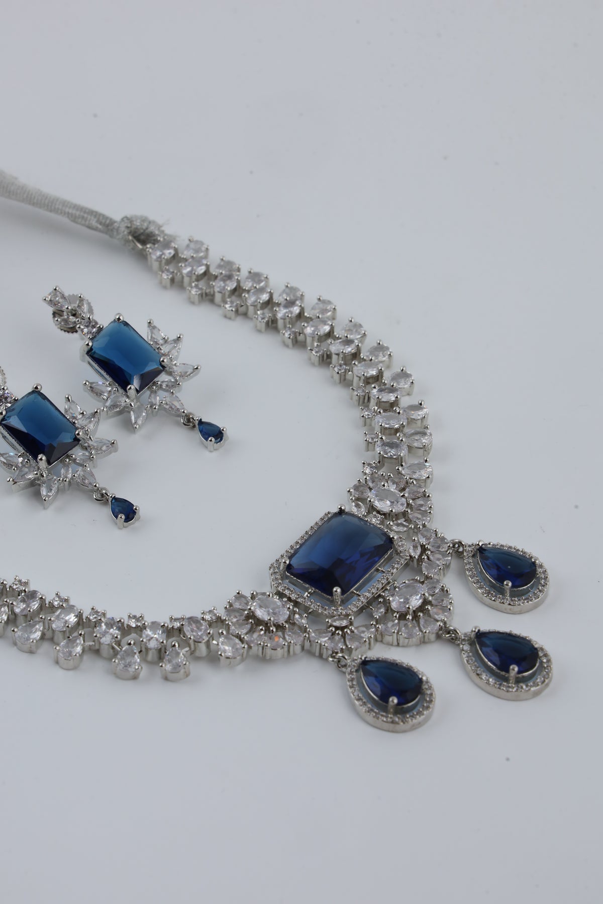 Royal Blue Stone Necklace and Earring Set