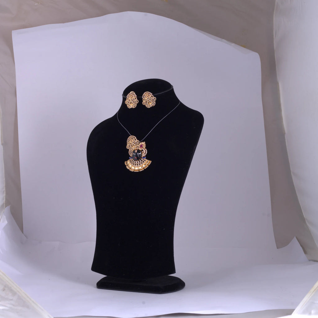 Traditional Gold-Tone Necklace Set with Matching Earrings — view B