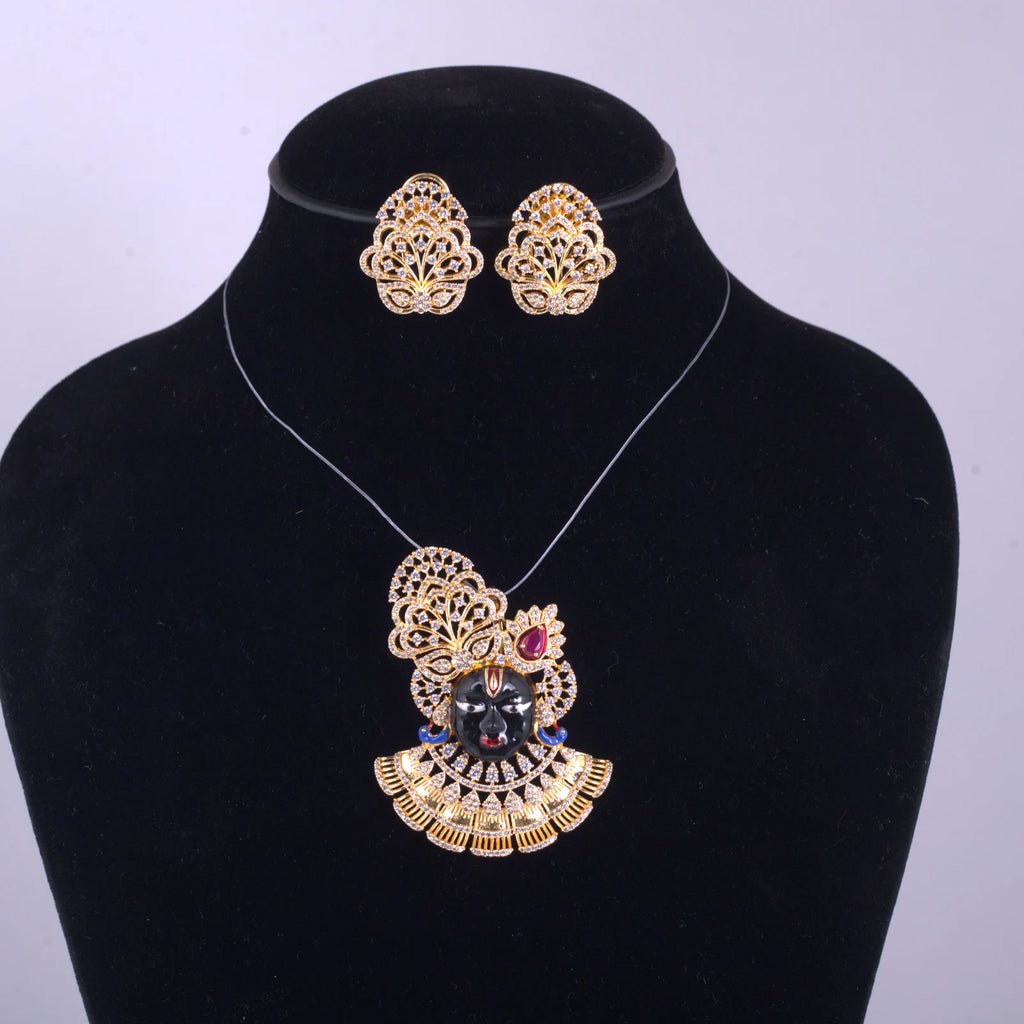 Traditional Gold-Tone Necklace Set with Matching Earrings — view D