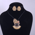 Traditional Gold-Tone Necklace Set with Matching Earrings — view D