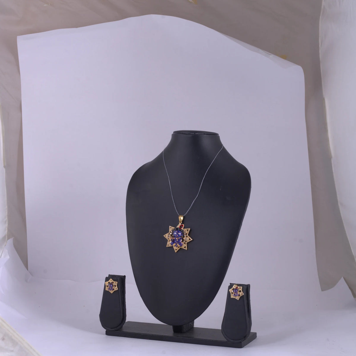 Blue Figurine Star Pendant Necklace — view B