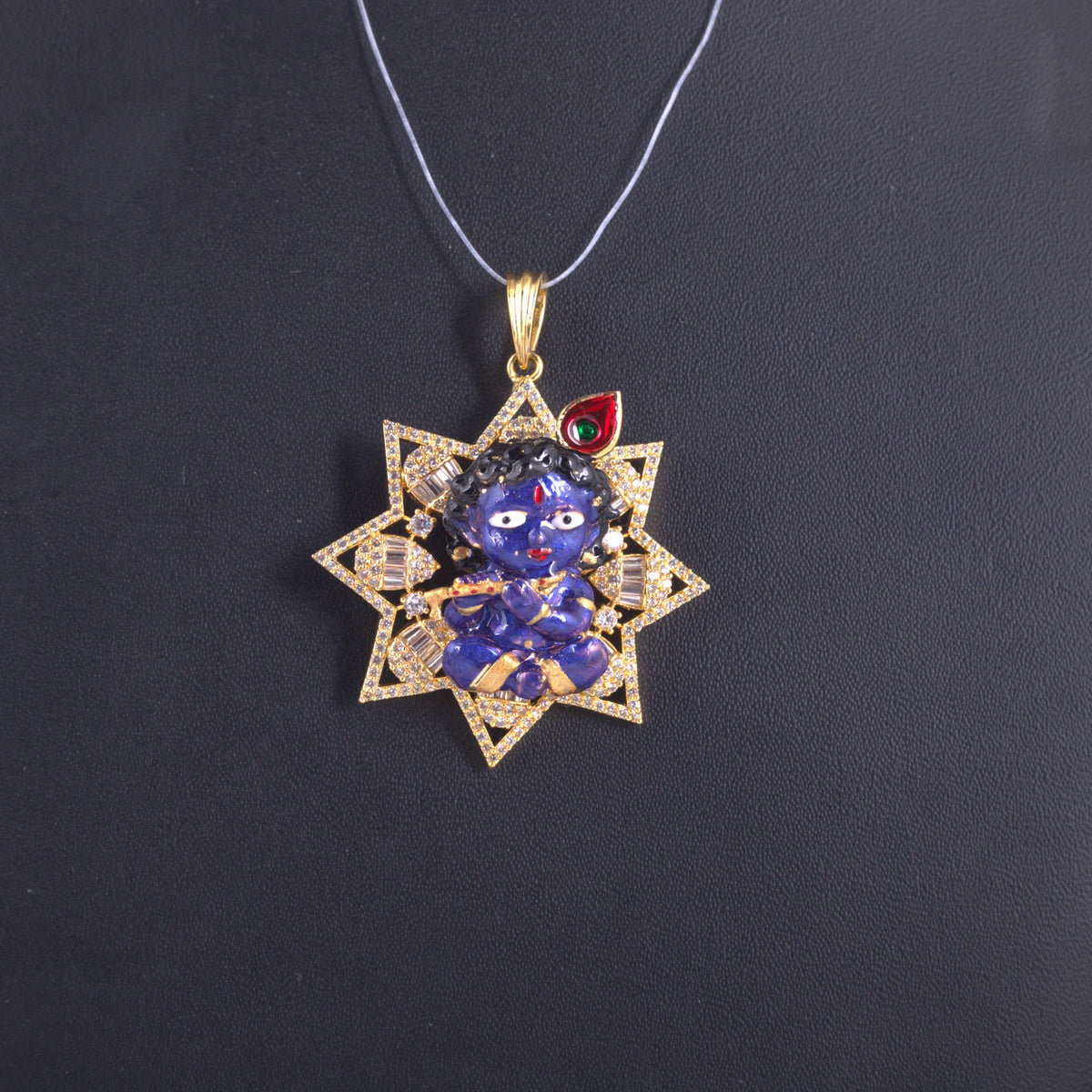 Blue Figurine Star Pendant Necklace — view D