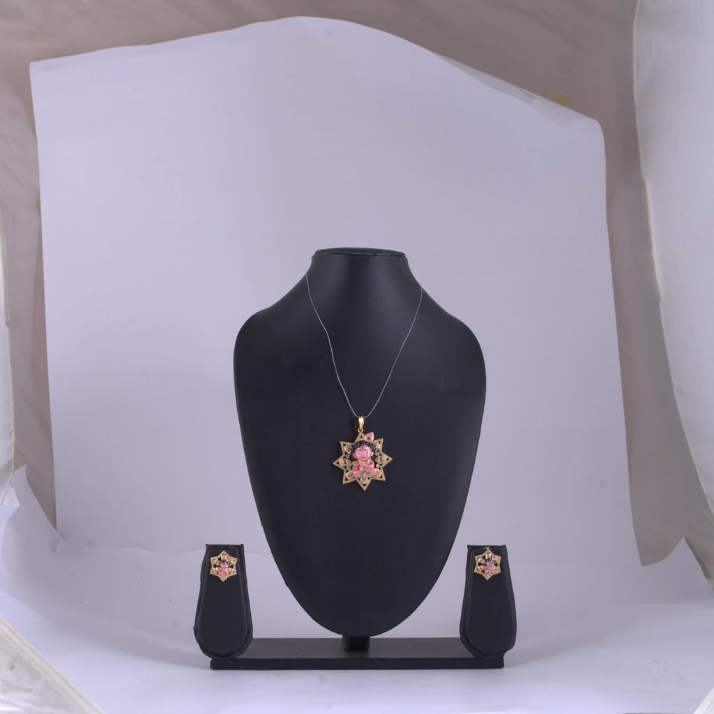 Pink Figurine Star Pendant Necklace — view B