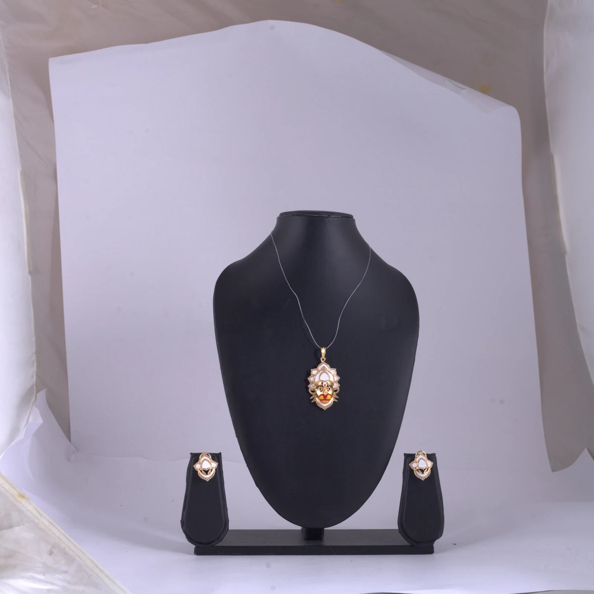 Traditional Face Motif Pendant Necklace — view A