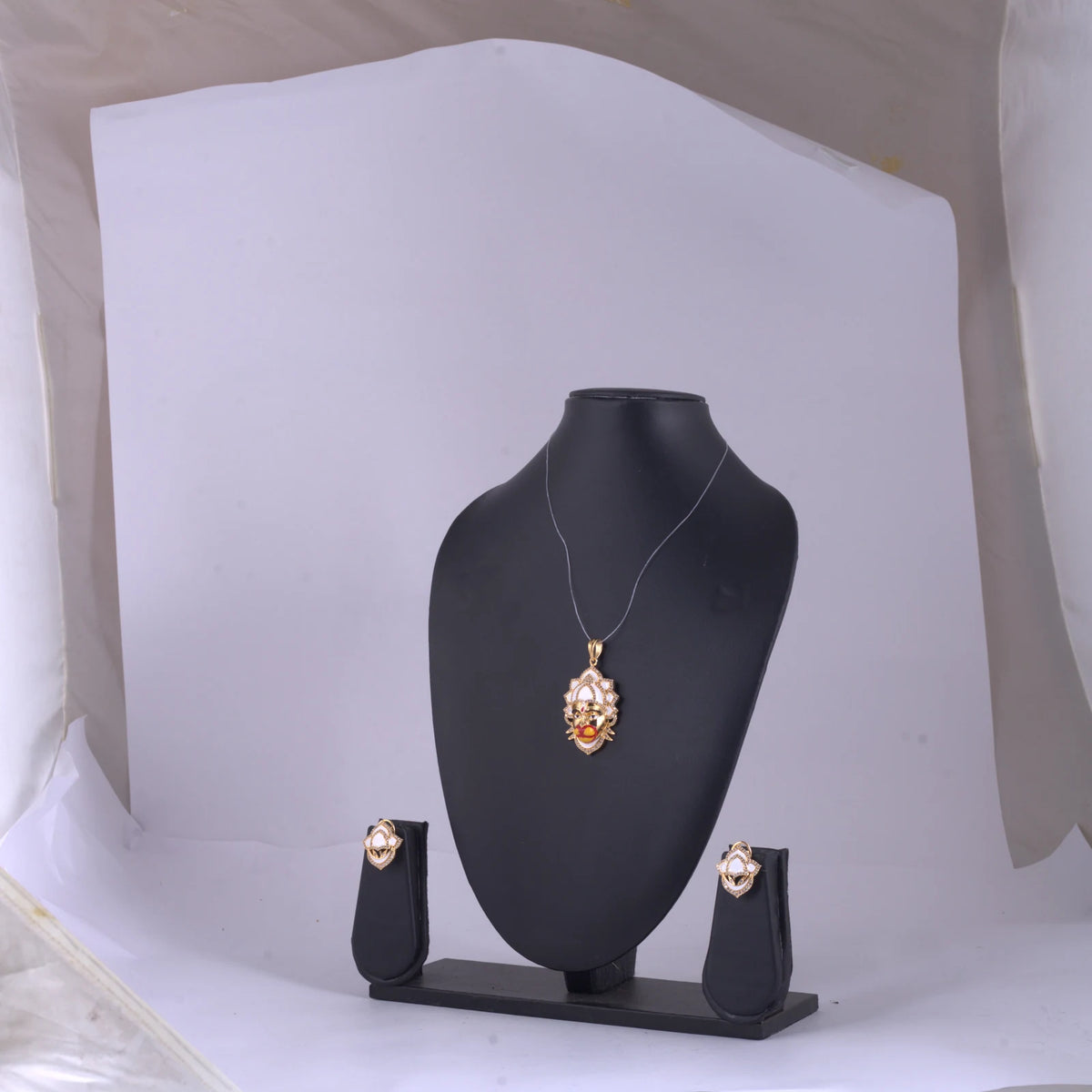 Traditional Face Motif Pendant Necklace — view B