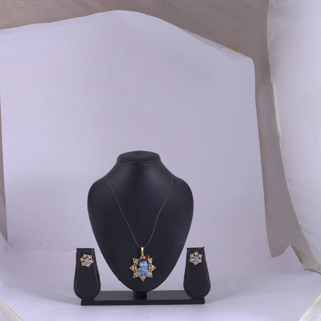Blue Figurine Star Pendant Necklace — view A