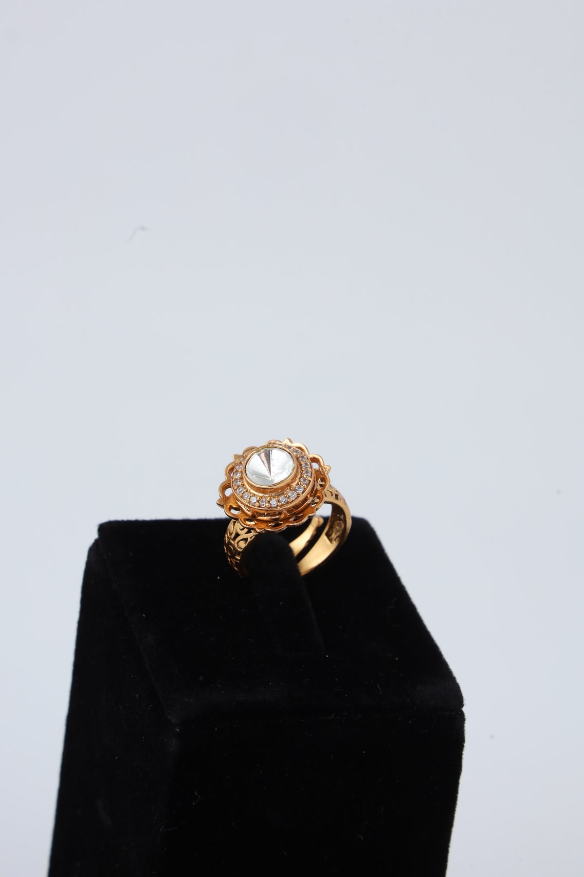 Gold Tone Kundan Style Statement Ring