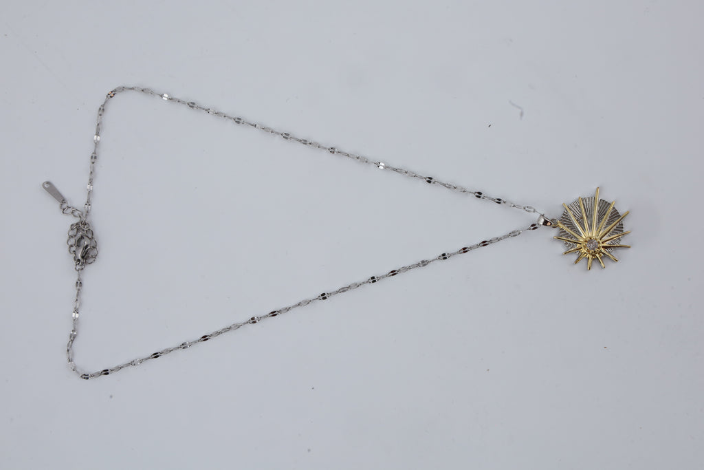 Sunburst Pendant Necklace with Fine Chain