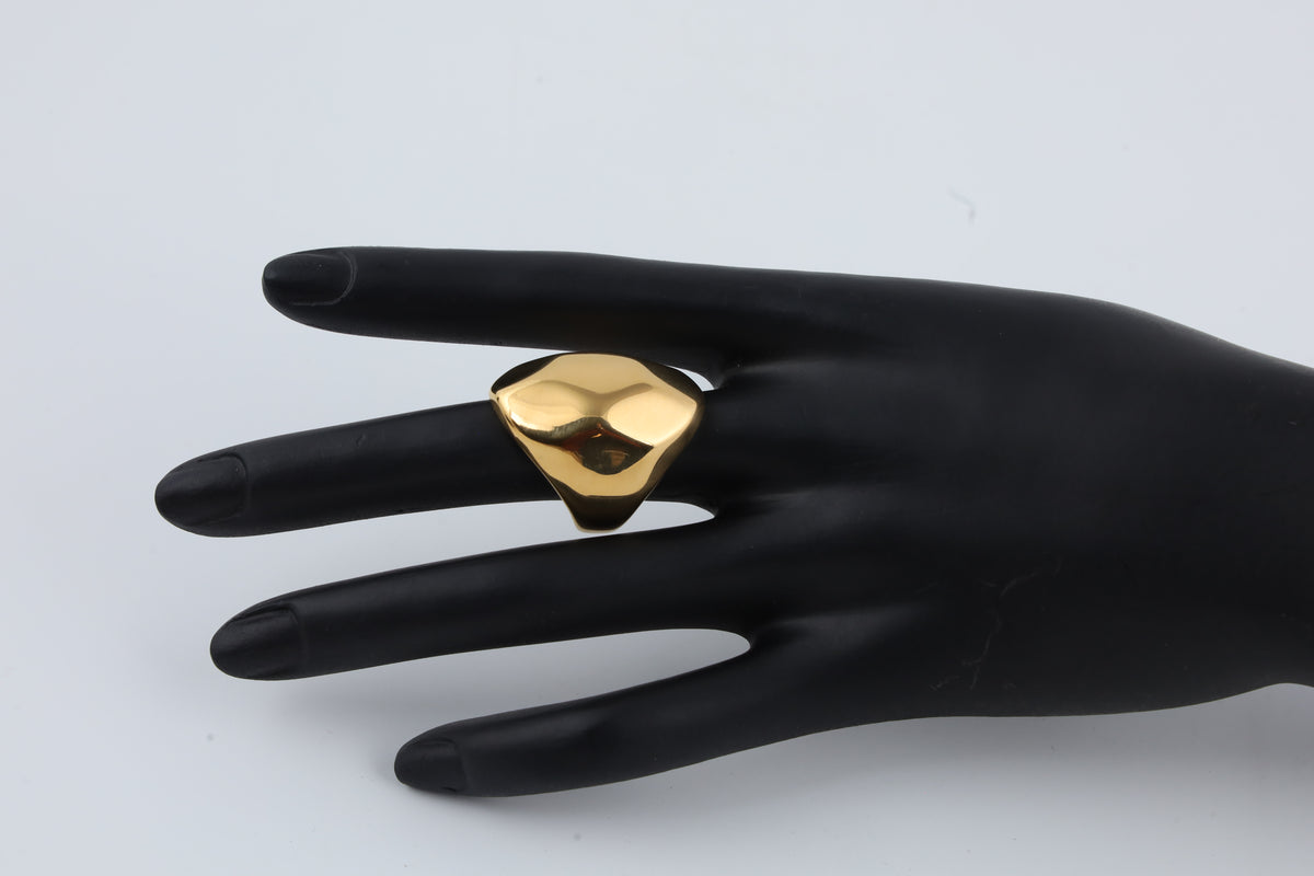 Minimal Gold Tone Sculptural Statement Ring
