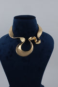 Sculptural Gold Tone Collar Necklace for Women
