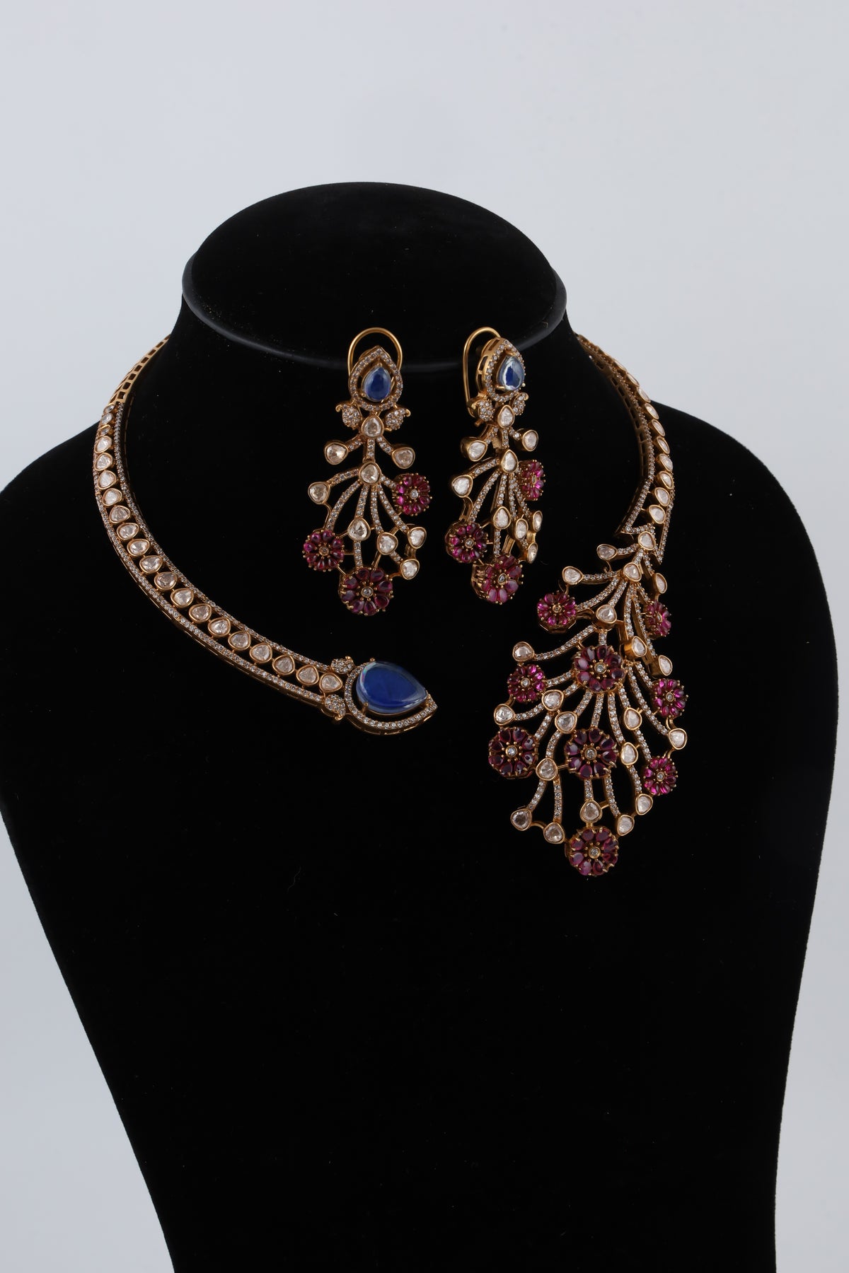 Multicolour Statement Necklace with Matching Earrings