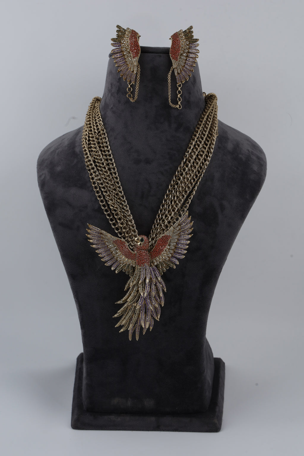 Bird Motif Necklace Set with Matching Earrings