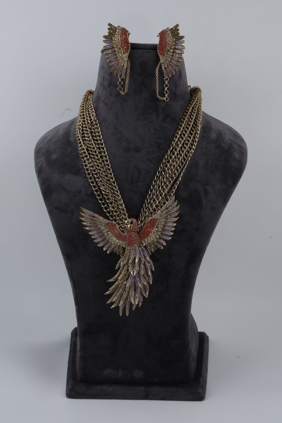 Bird Motif Necklace Set with Matching Earrings