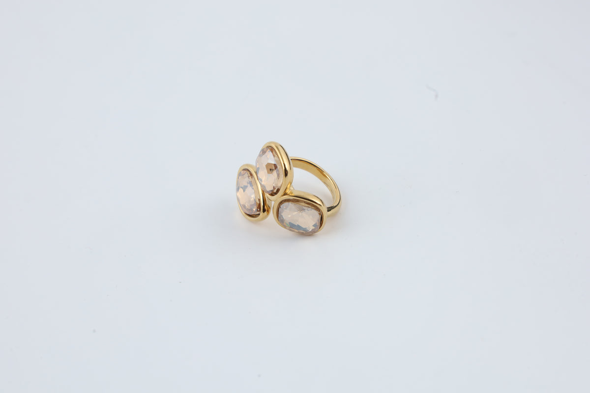 Gold Tone Triple Stone Statement Ring