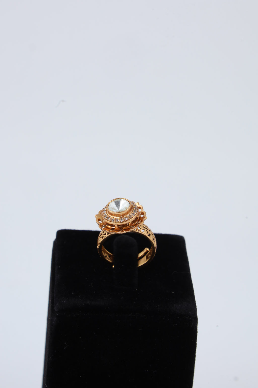 Gold Tone Kundan Style Statement Ring