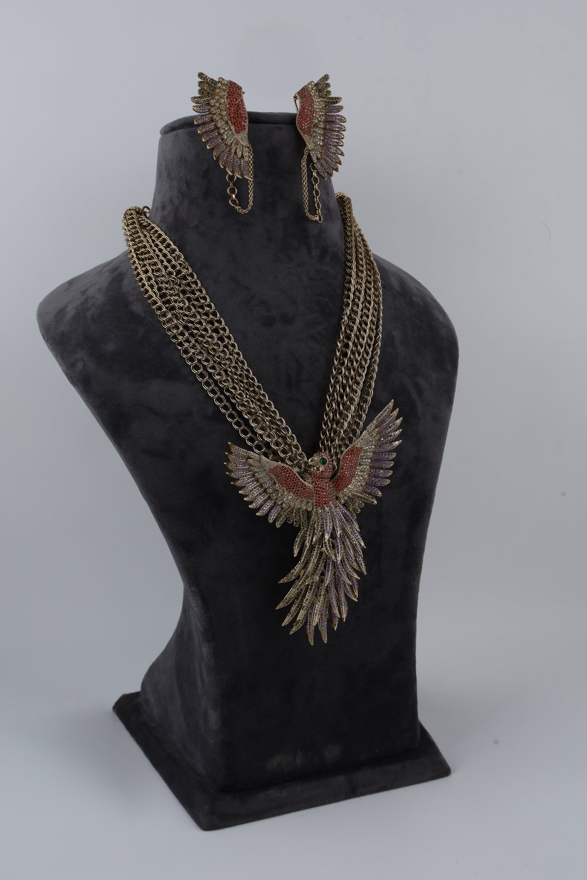 Bird Motif Necklace Set with Matching Earrings