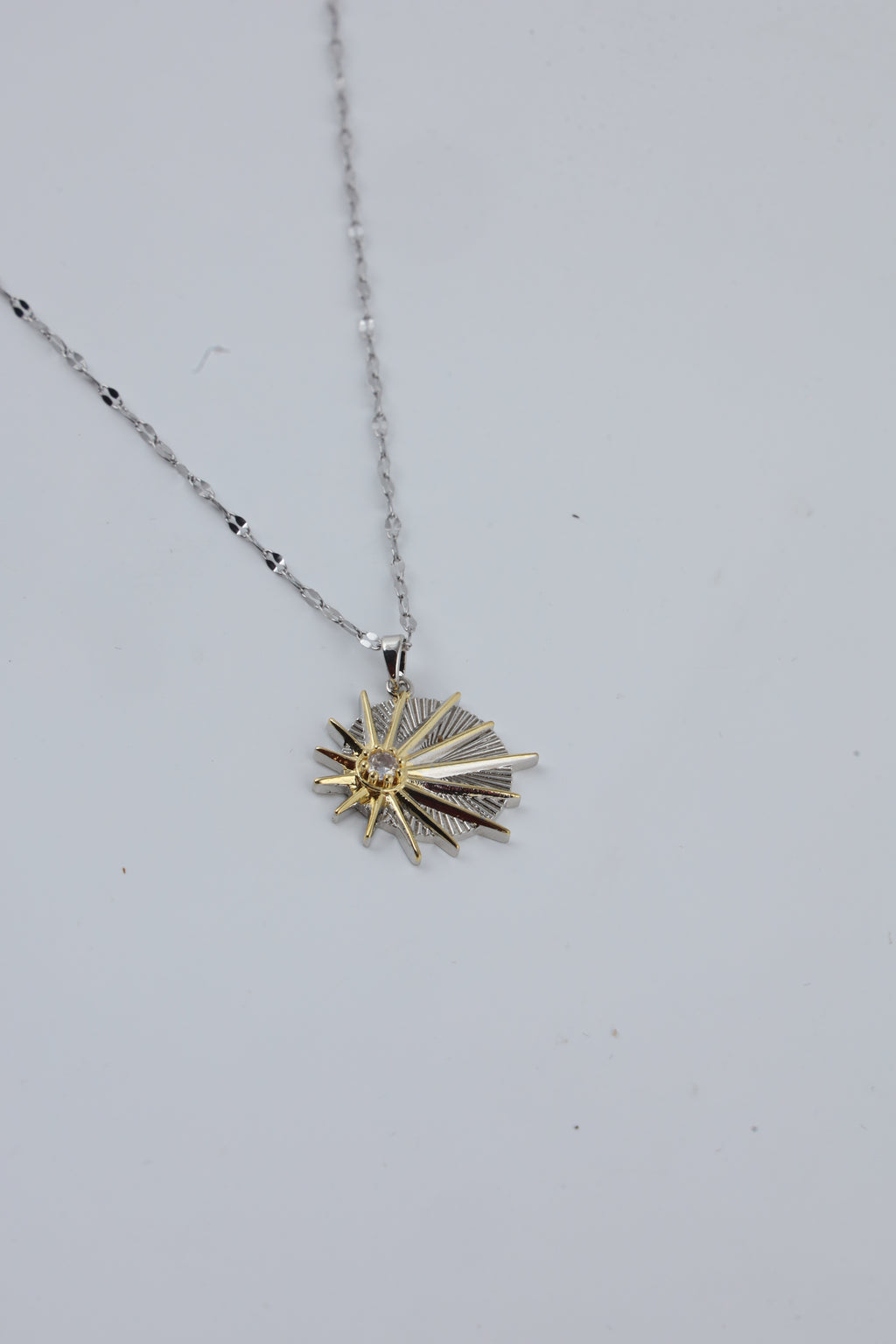 Sunburst Pendant Necklace with Fine Chain