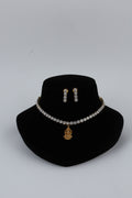 Silver Tone Crystal Necklace and Earrings Set