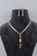 Geometric Crystal Necklace with Matching Earrings