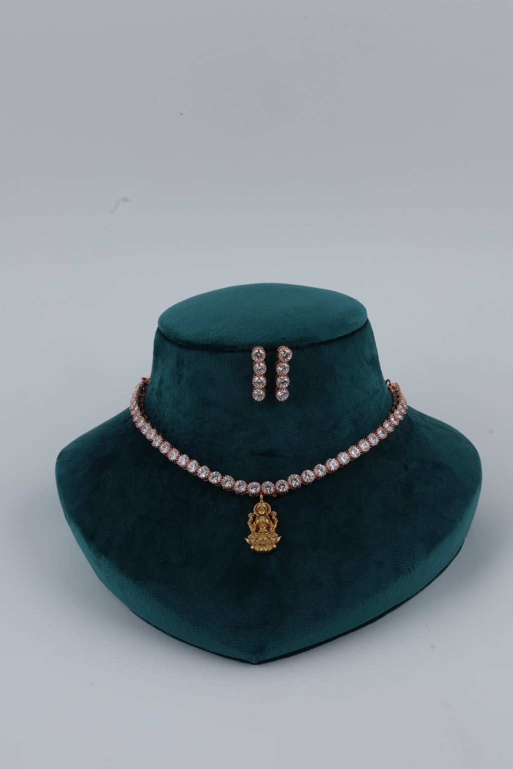 Rose Gold Tone Necklace and Earrings Set