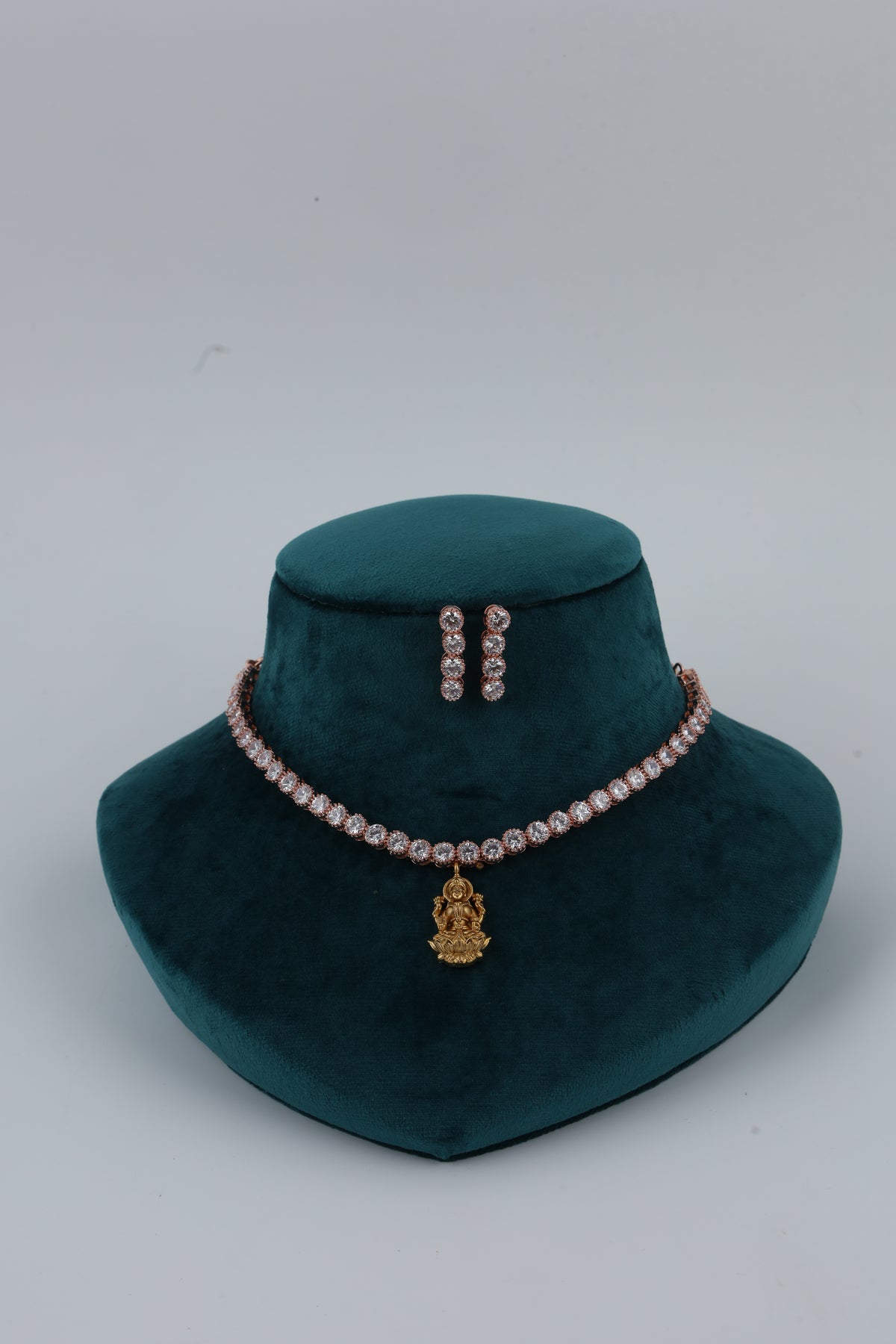 Rose Gold Tone Necklace and Earrings Set