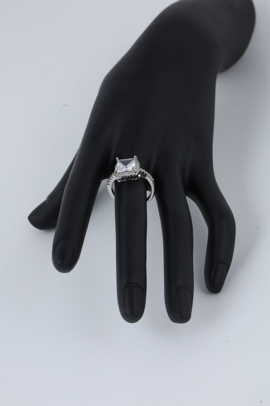 Silver Tone Square Stone Ring for Women