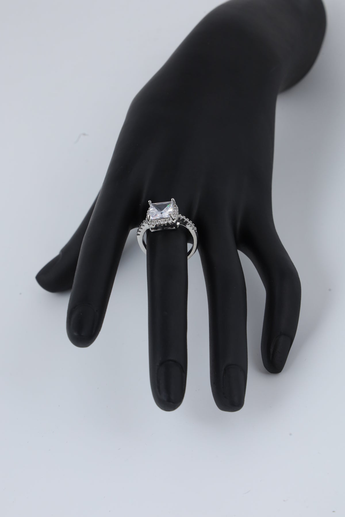 Silver Tone Square Stone Ring for Women