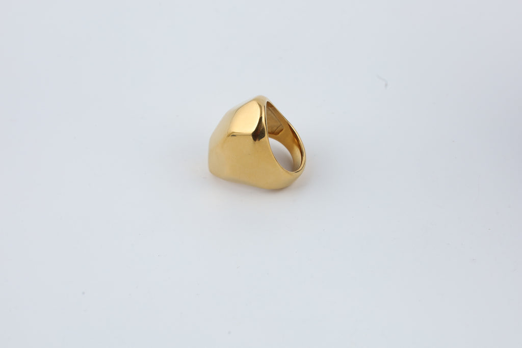 Minimal Gold Tone Sculptural Statement Ring