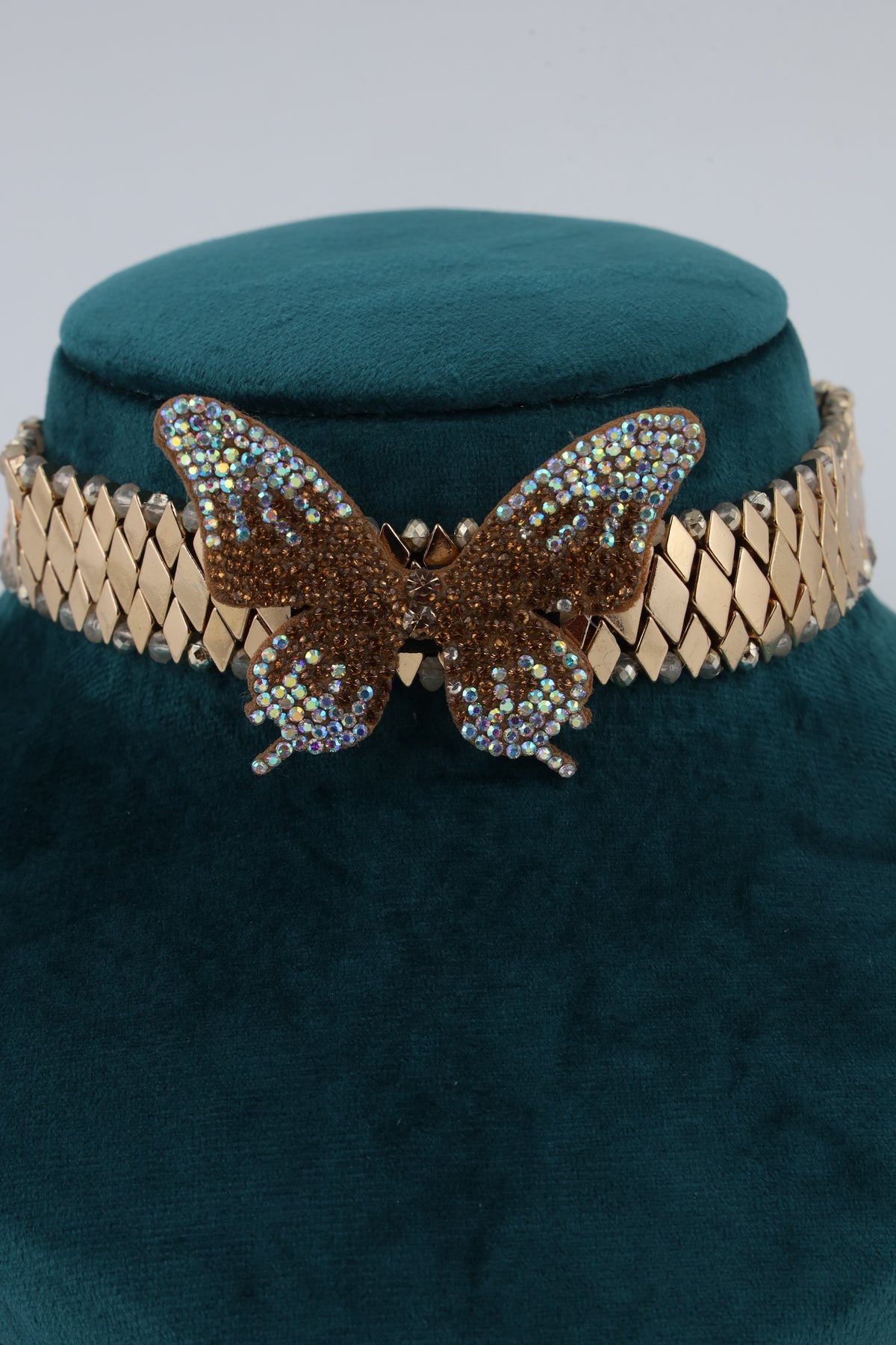 Gold Tone Butterfly Statement Choker