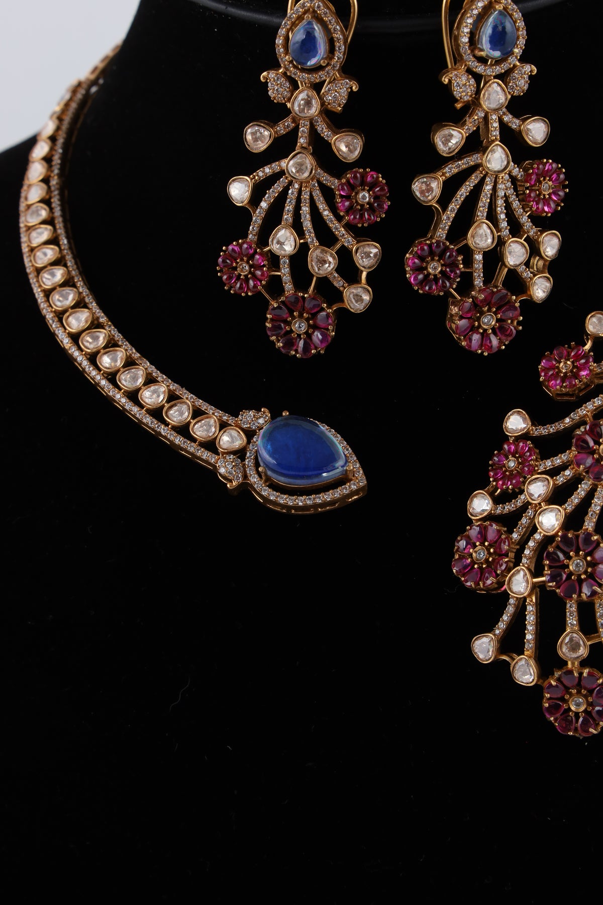 Multicolour Statement Necklace with Matching Earrings