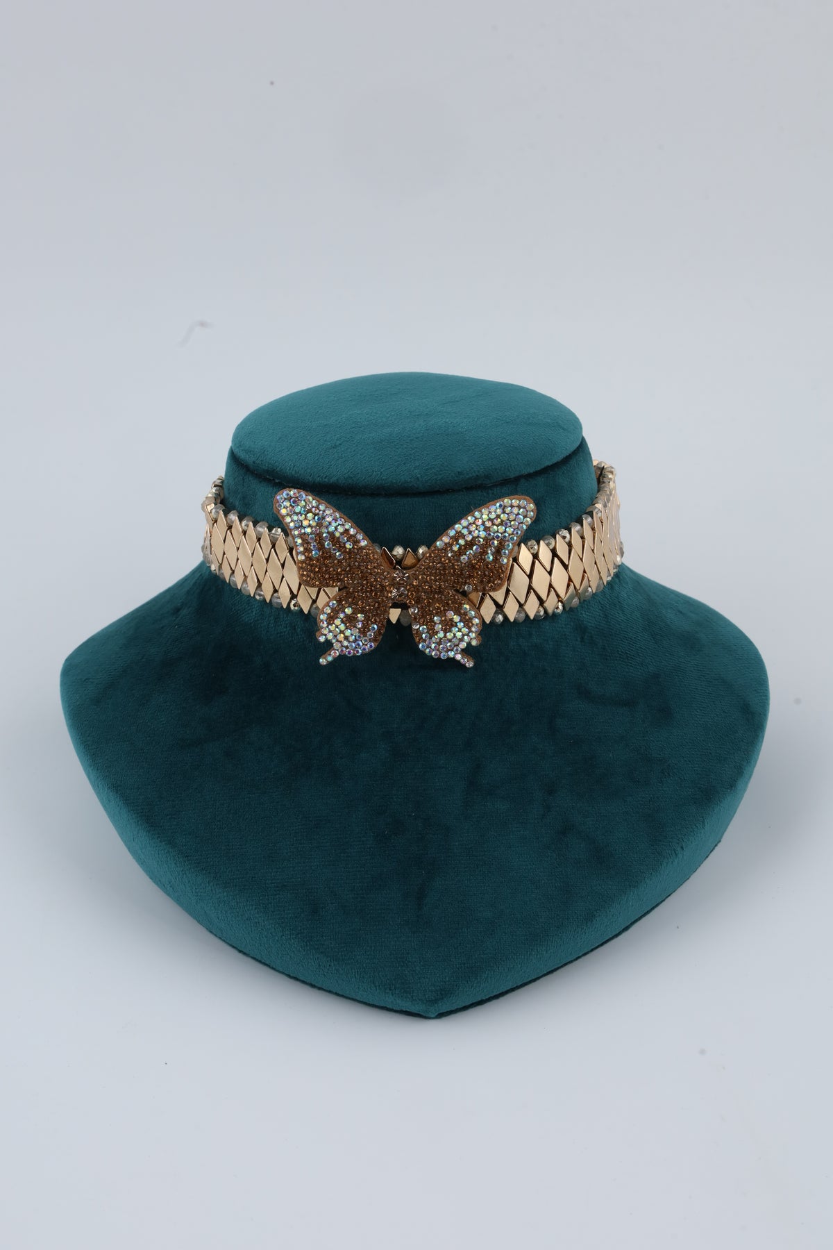 Gold Tone Butterfly Statement Choker