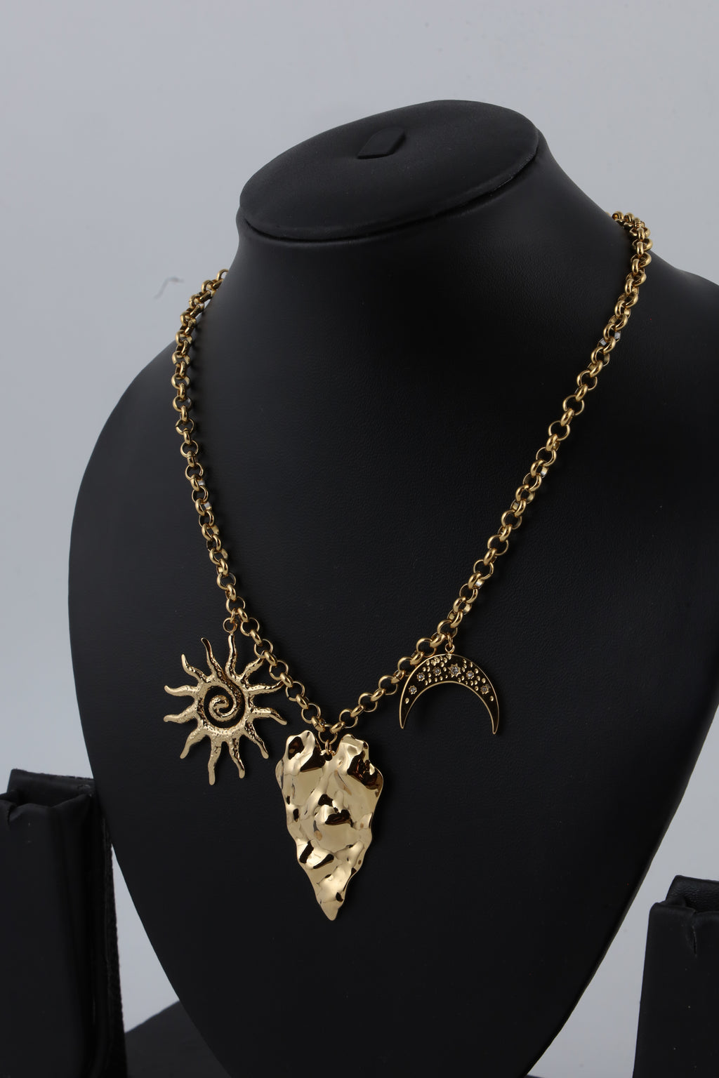 Sun and Moon Gold Tone Statement Necklace