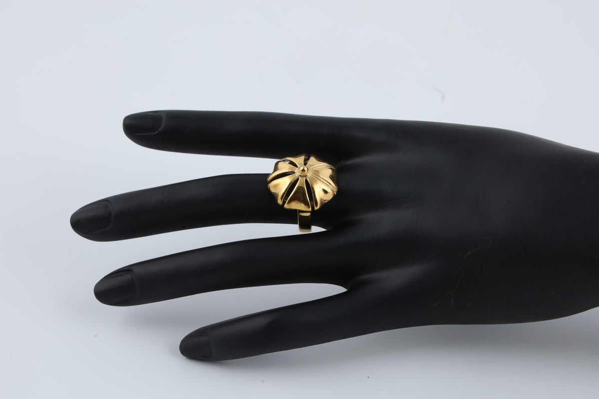 Gold Tone Sculpted Floral Ring