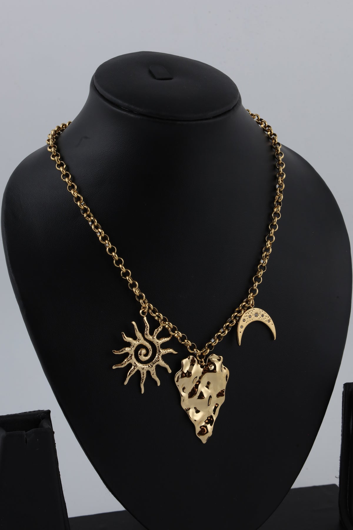 Sun and Moon Gold Tone Statement Necklace