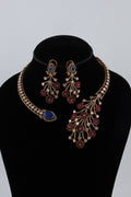 Multicolour Statement Necklace with Matching Earrings