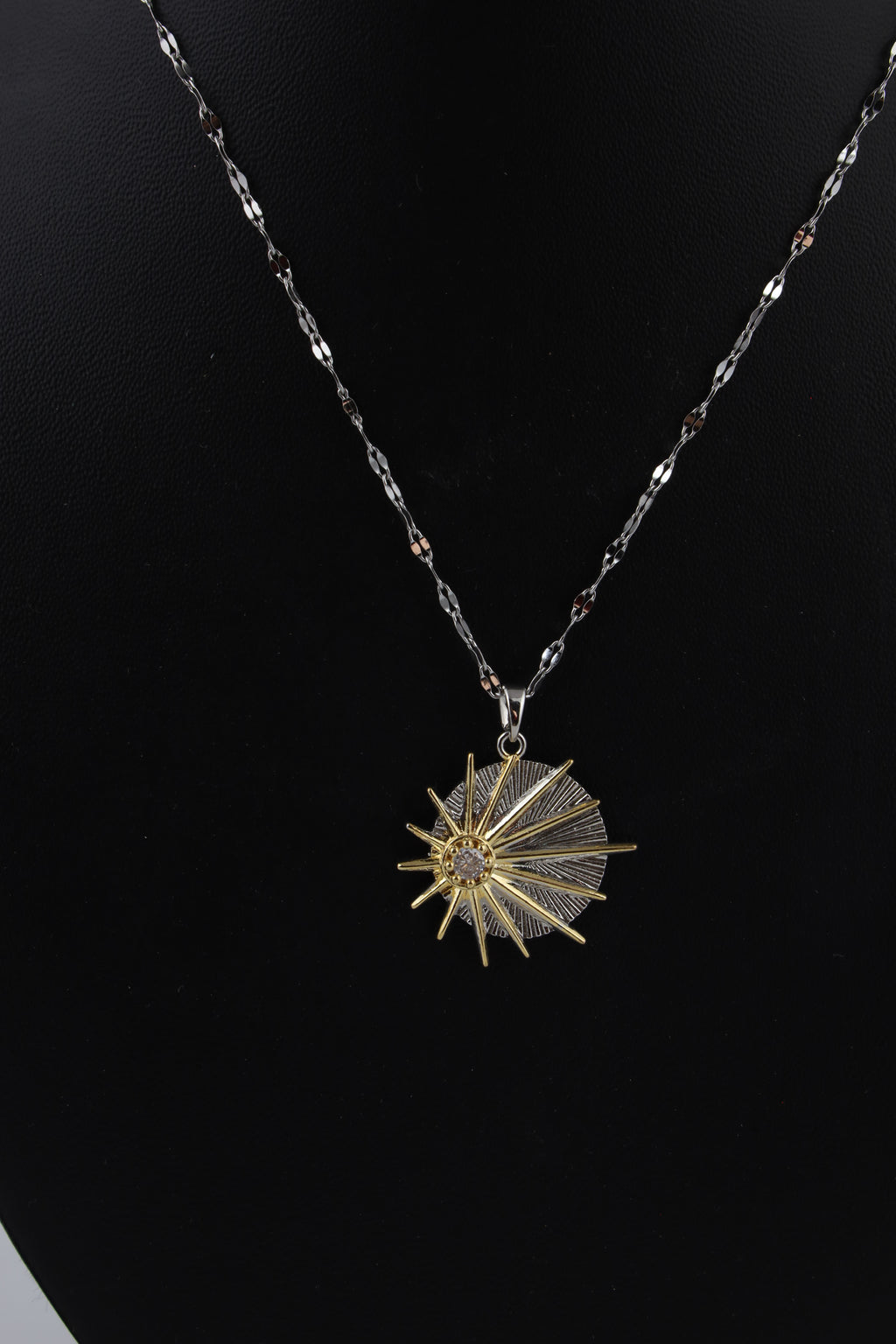 Sunburst Pendant Necklace with Fine Chain