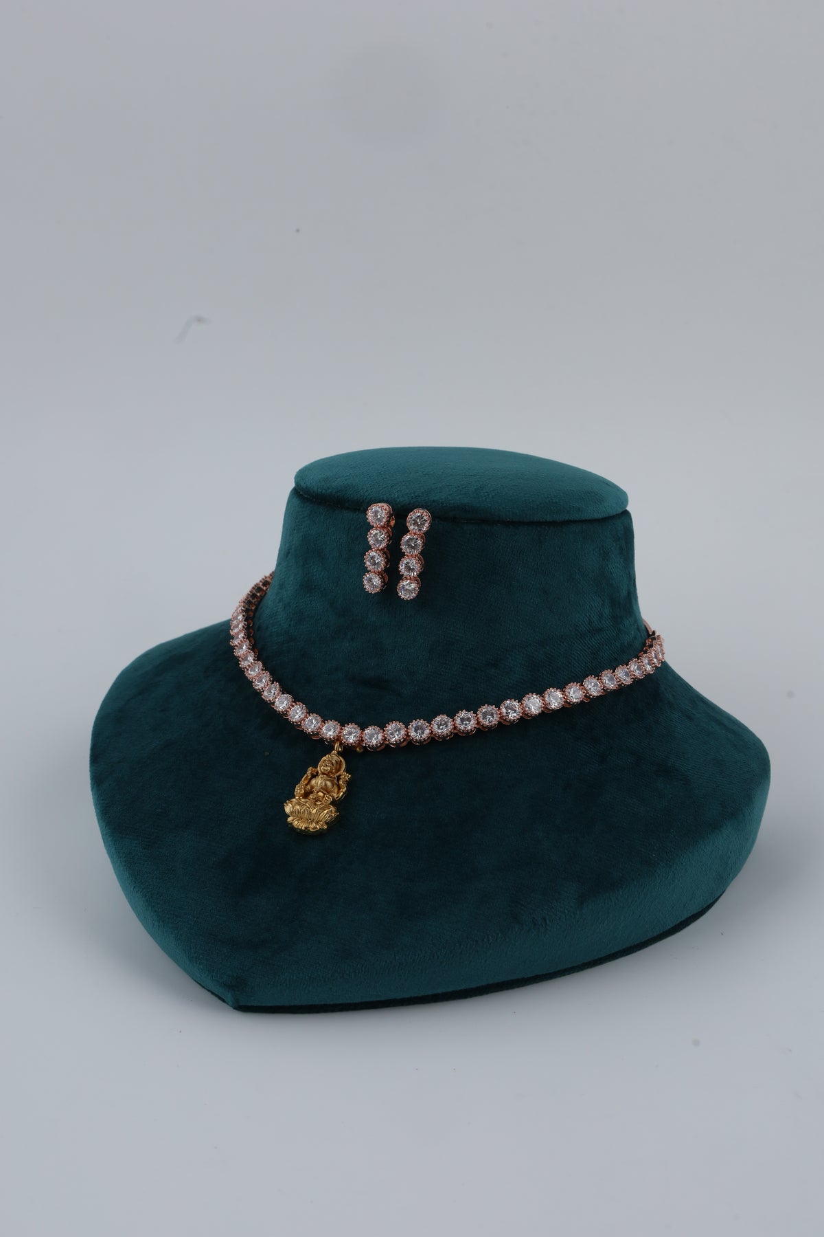 Rose Gold Tone Necklace and Earrings Set