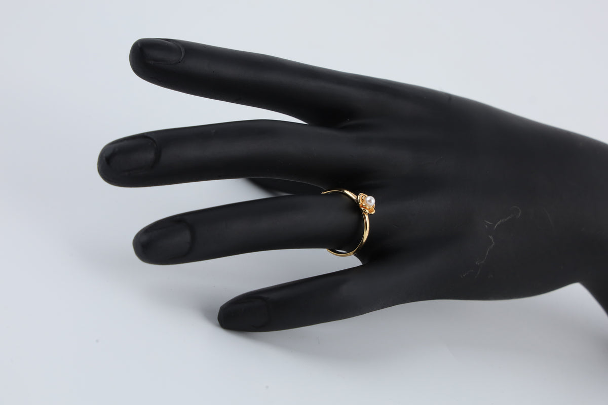 Gold Tone Minimal Solitaire Ring