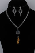 Black Centre Stone Necklace Set with Matching Earrings
