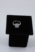 Silver Tone Square Stone Ring for Women