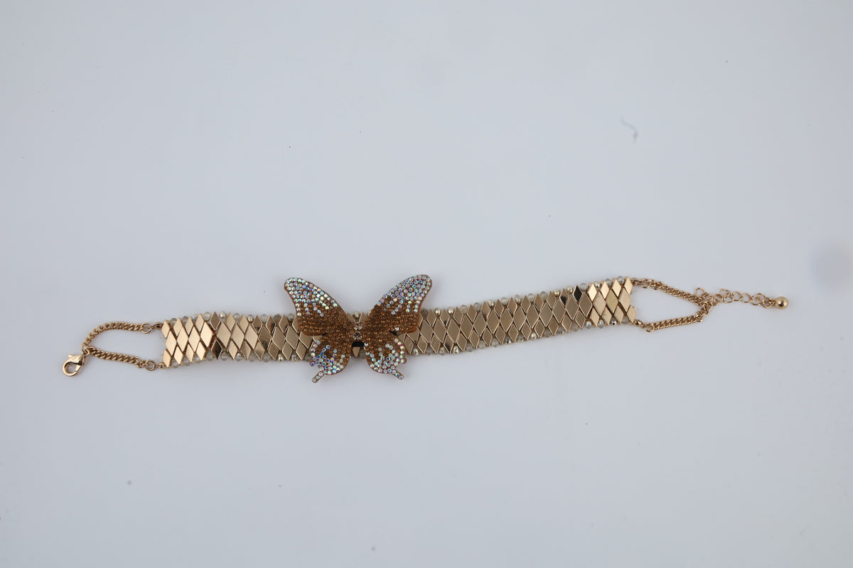 Gold Tone Butterfly Statement Choker